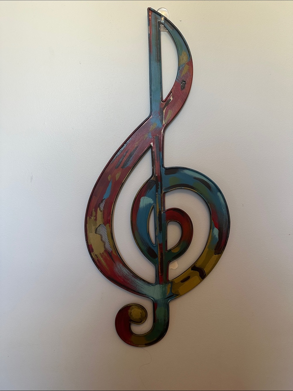 Multicolor Treble Clef Metal Wall Decor - Modern Music Accent 27.5”